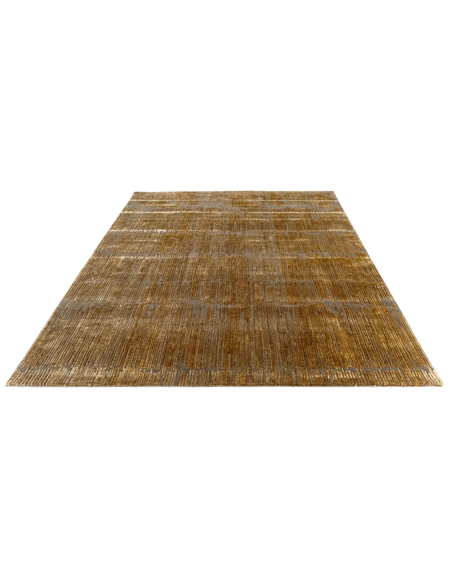 E S C A D A luxury handmade rug by Cherom, gold viscose and New Zealand wool, contemporary design.