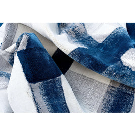 A S T O R I A luxury handmade rug by Cherom in navy and white New Zealand wool.