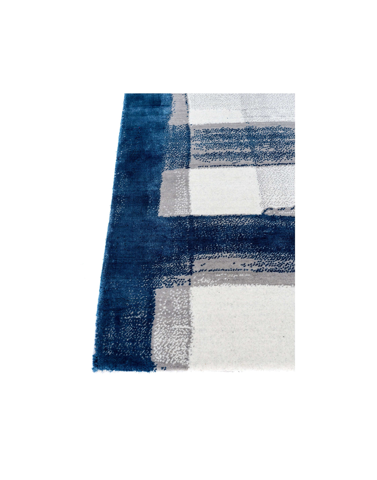 A S T O R I A luxury handmade rug by Cherom, featuring New Zealand wool in navy and white, contemporary design
