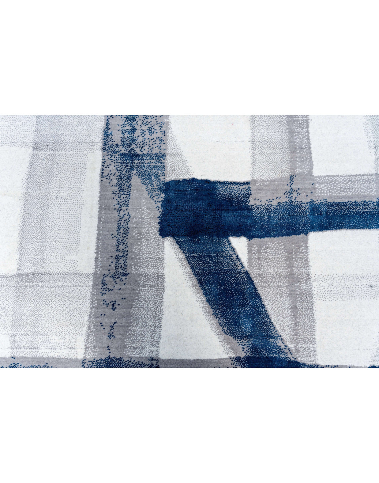 A S T O R I A luxury handmade rug by Cherom in blue and grey New Zealand wool.