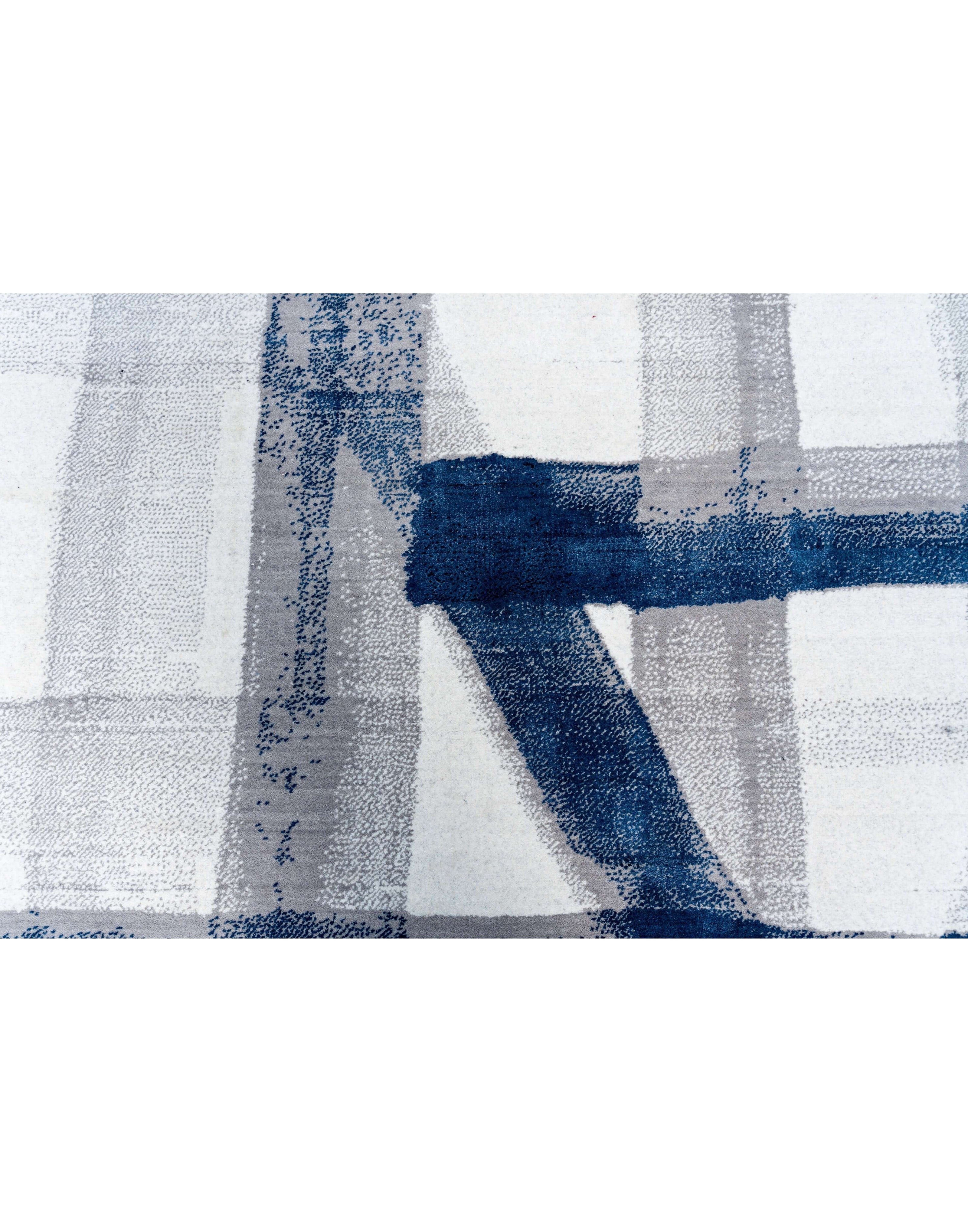 A S T O R I A luxury handmade rug by Cherom in blue and grey New Zealand wool.