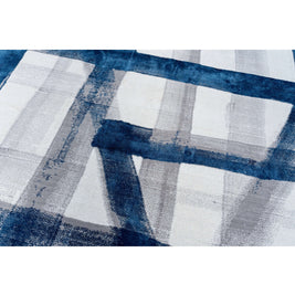 A S T O R I A luxury handmade rug by Cherom in blue and white New Zealand wool, modern contemporary design.