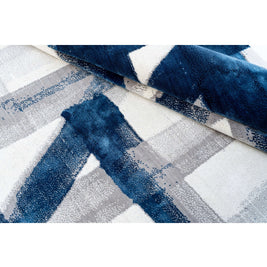 A S T O R I A luxury handmade rug by Cherom in blue and grey New Zealand wool.