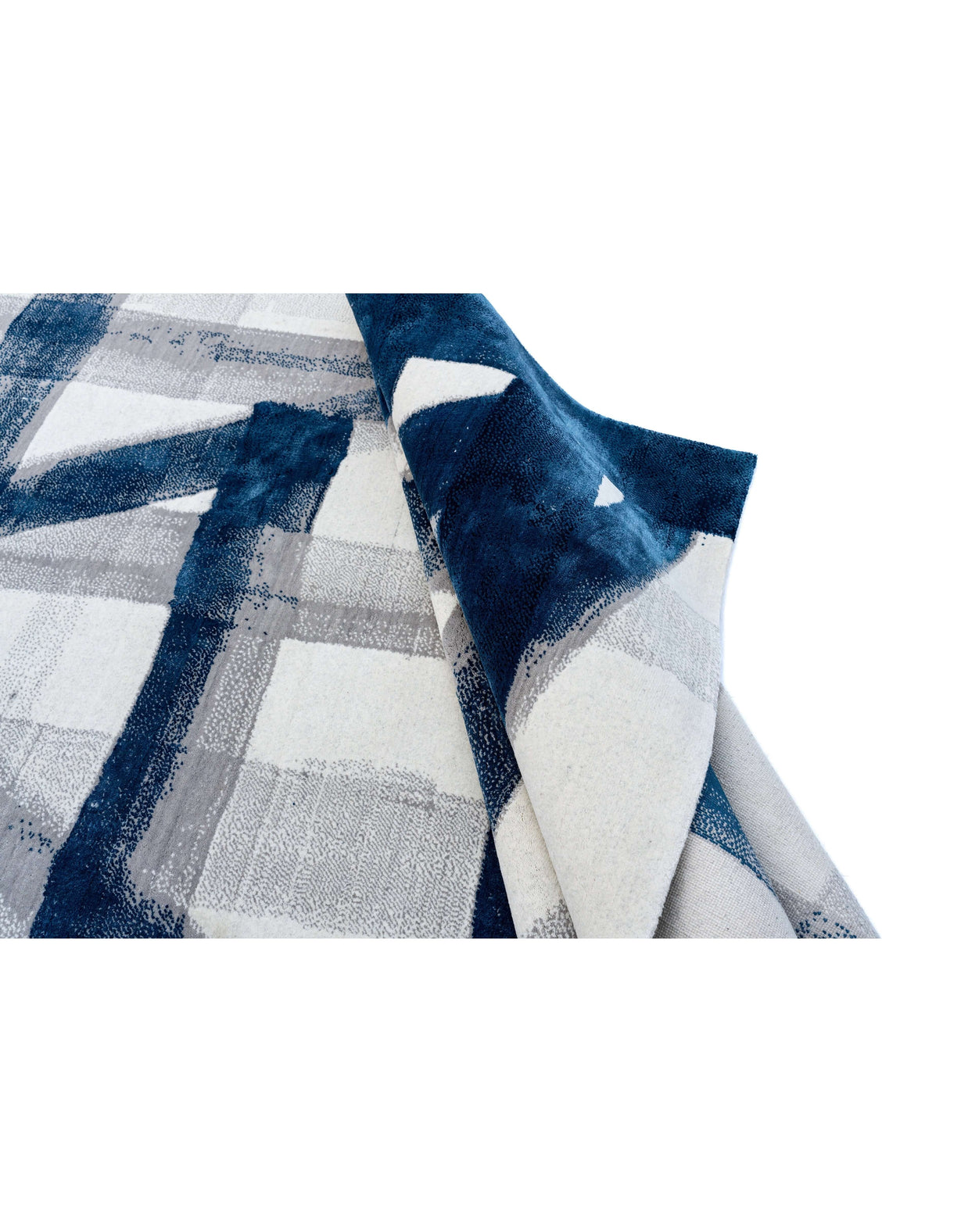 A S T O R I A luxury handmade rug by Cherom in navy and cream New Zealand wool, modern contemporary design.