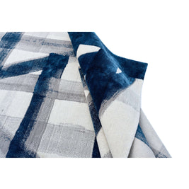 A S T O R I A luxury handmade rug by Cherom in navy and cream New Zealand wool, modern contemporary design.