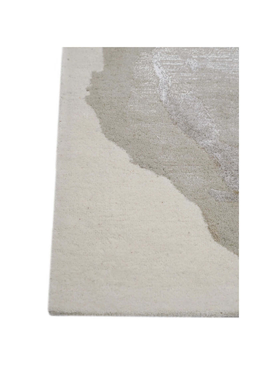 R I V E R S T O N E luxury handmade rug by Cherom, beige and soft grey New Zealand wool, modern rug.