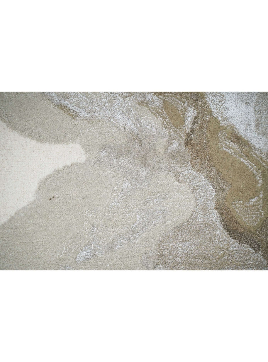 R I V E R S T O N E luxury handmade rug by Cherom in beige, taupe, and grey, crafted from New Zealand wool.