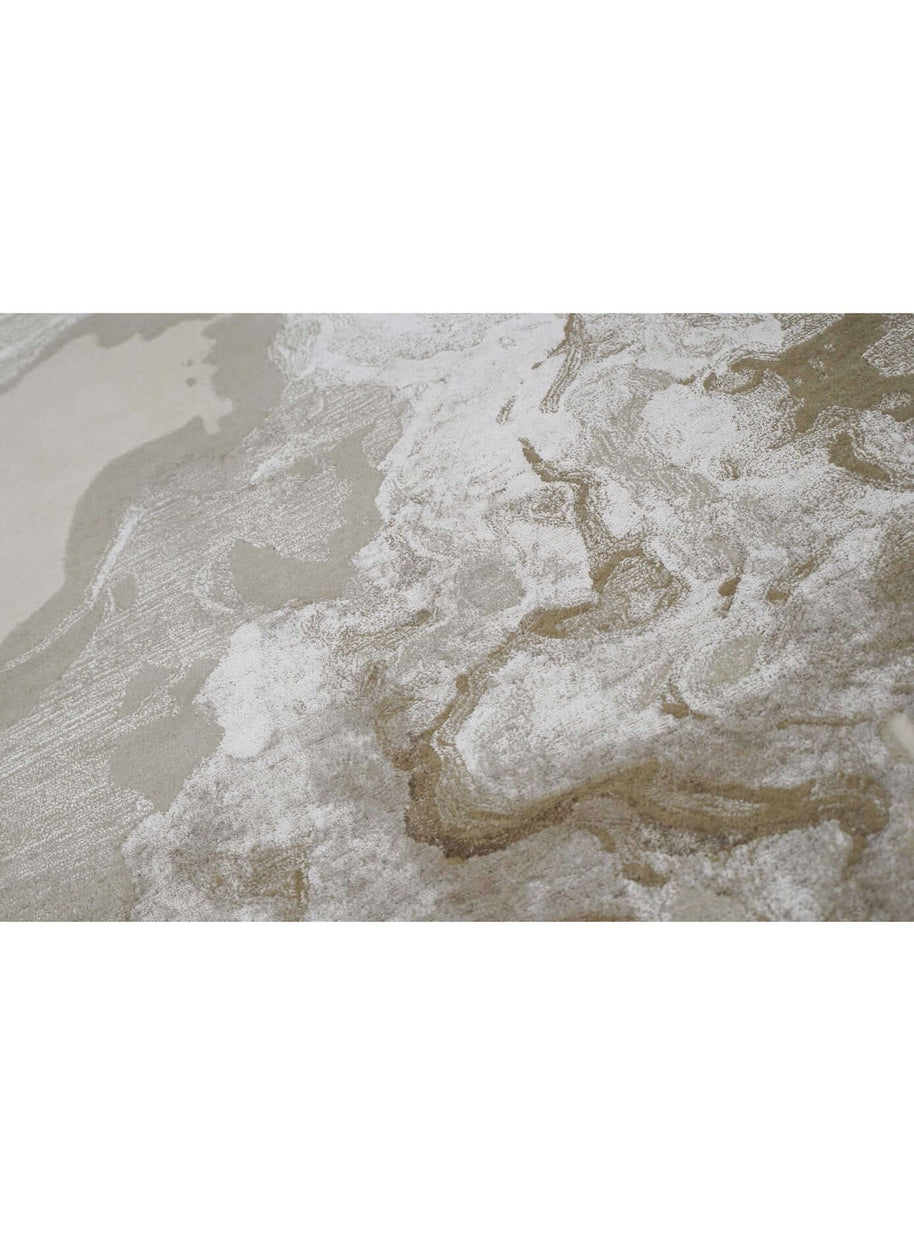 R I V E R S T O N E luxury handmade rug by Cherom, beige and taupe New Zealand wool, modern rug with flowing design.