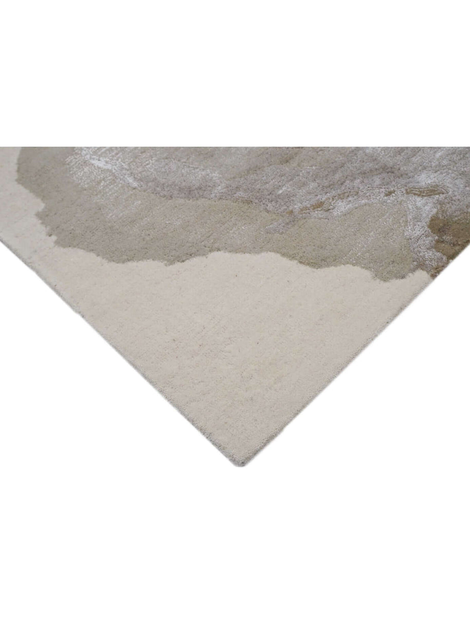 R I V E R S T O N E luxury handmade rug by Cherom in beige and taupe New Zealand wool, modern contemporary design.