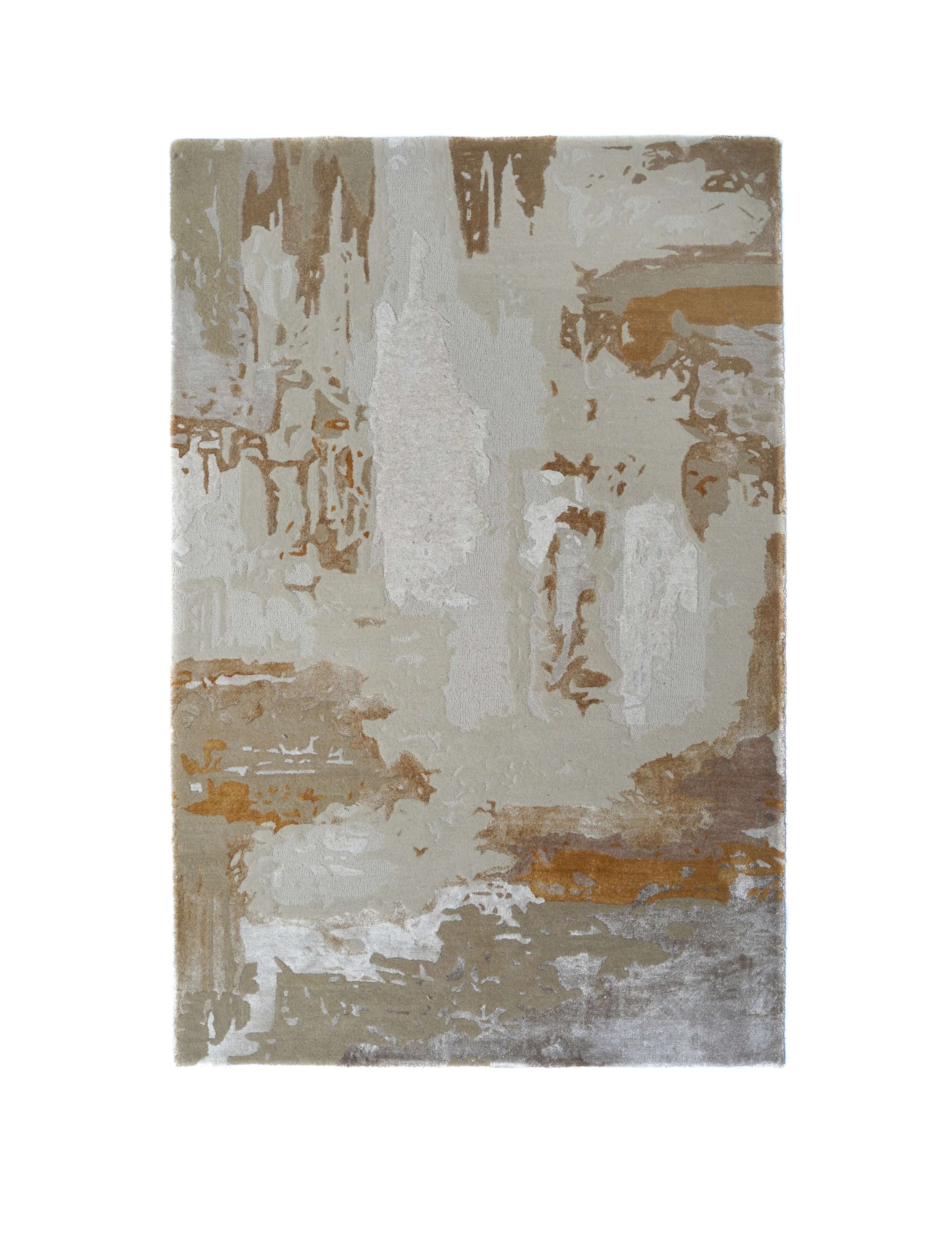 L U M E T luxury handmade rug by Cherom in neutral New Zealand wool with contemporary design.