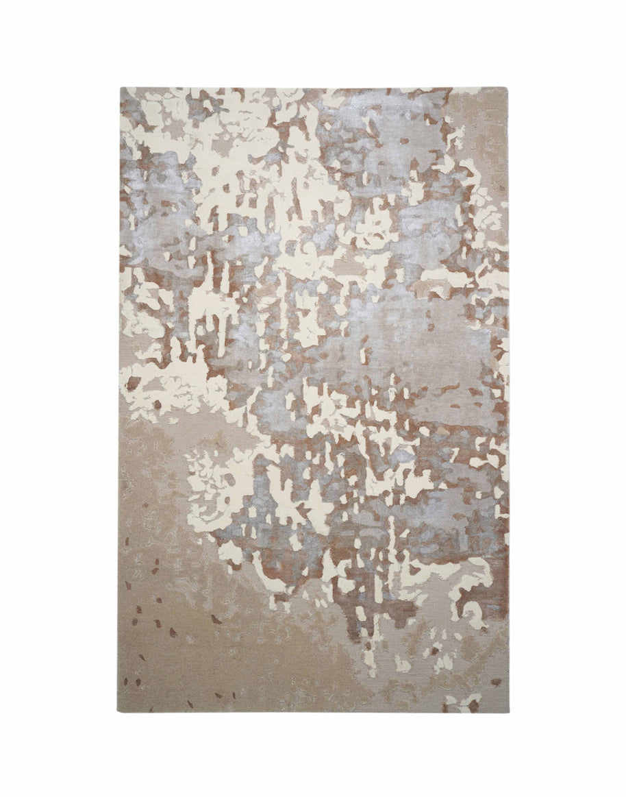 P E R E I R A luxury handmade rug by Cherom in beige New Zealand wool.