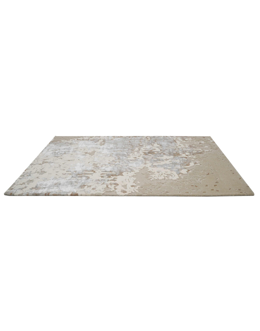 P E R E I R A luxury handmade rug by Cherom in beige New Zealand wool.