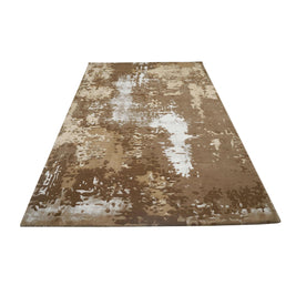 B R O N T E luxury handmade rug by Cherom, New Zealand wool, modern beige design.