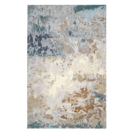 S A V O Y luxury handmade rug by Cherom, New Zealand wool, soft greys, warm beige, earthy browns, teal tones.