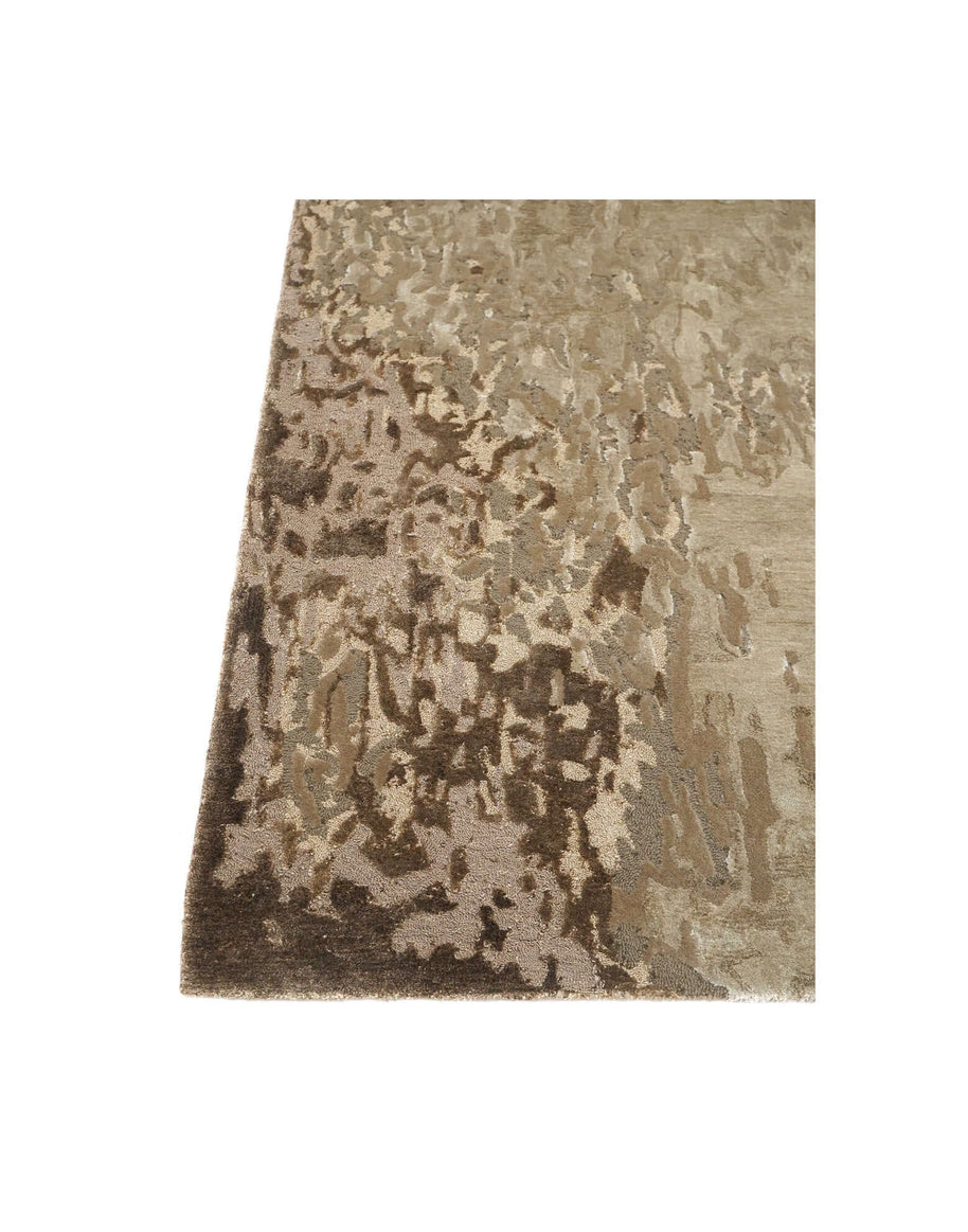 P A L E R M O luxury handmade rug by Cherom in New Zealand wool, featuring abstract earthy tones.