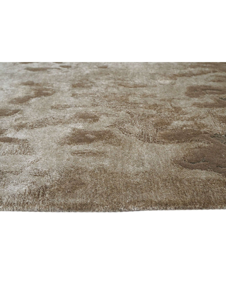 P A L E R M O luxury handmade rug by Cherom in warm beige and taupe, New Zealand wool, modern contemporary design.