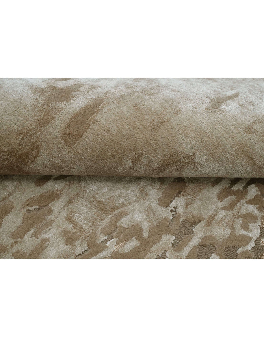 P A L E R M O luxury handmade rug by Cherom, abstract design in earthy tones, New Zealand wool.