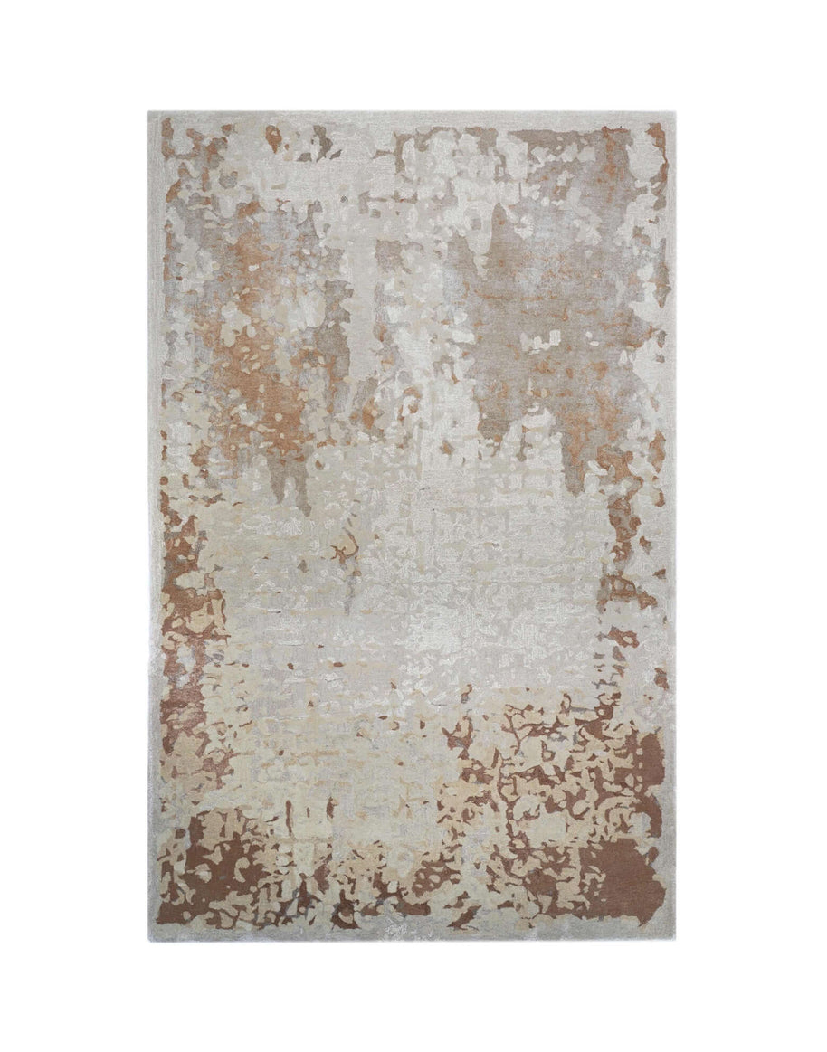 B Y R O N luxury handmade rug by Cherom in ivory, beige, and bronze, crafted from New Zealand wool.
