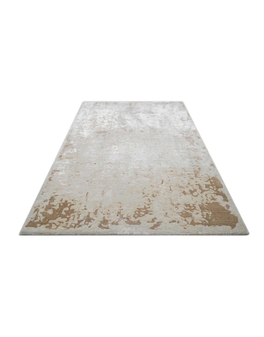 B Y R O N luxury handmade rug by Cherom in ivory and beige, New Zealand wool, modern contemporary design.