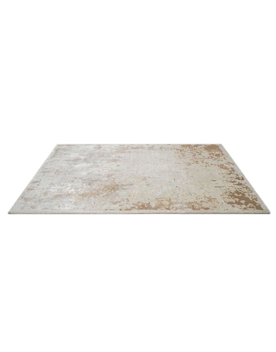 B Y R O N luxury handmade rug by Cherom, ivory and beige, New Zealand wool, contemporary design.