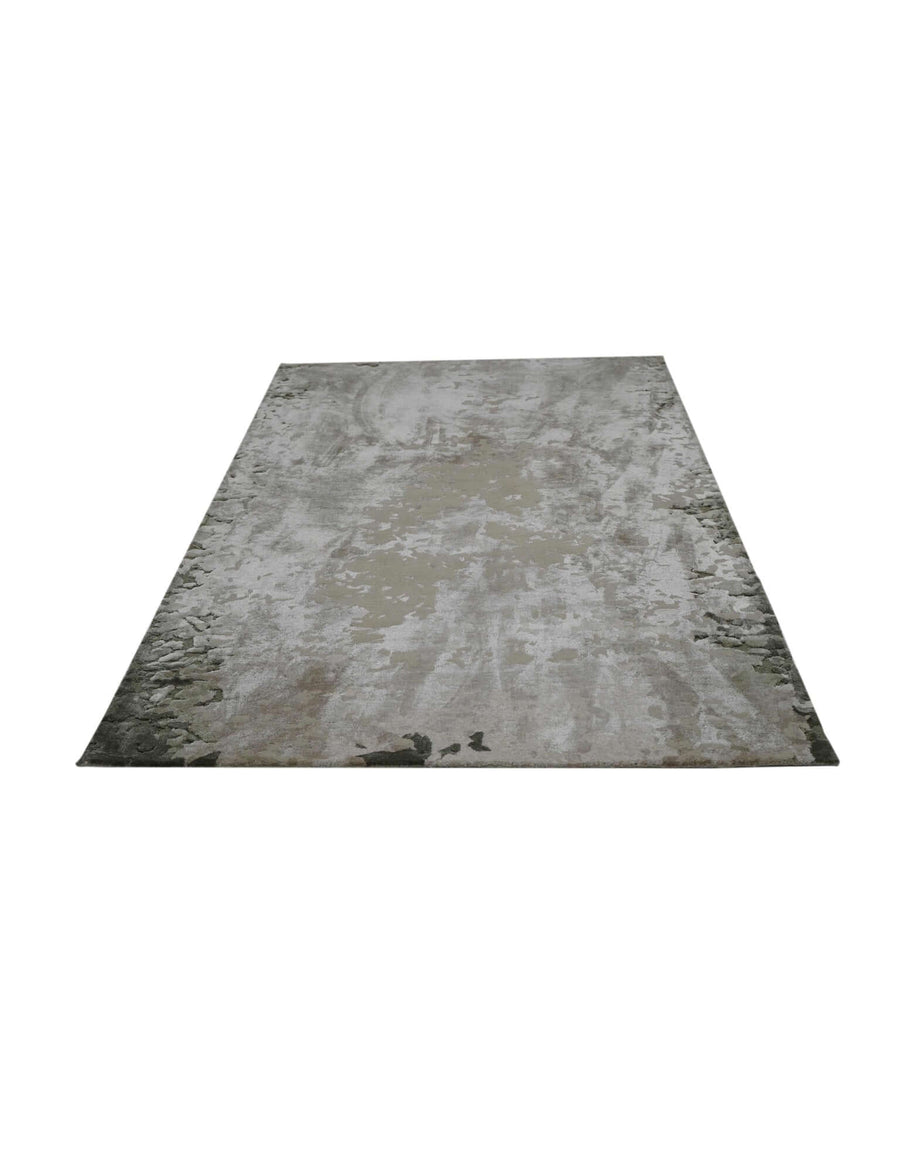 M O S S luxury handmade rug by Cherom, New Zealand wool, muted green and grey tones.