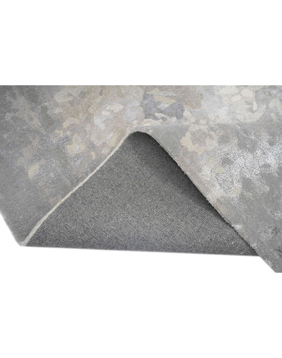 M I S T F A L L luxury handmade rug by Cherom in New Zealand wool, featuring shades of grey, taupe, and cream.