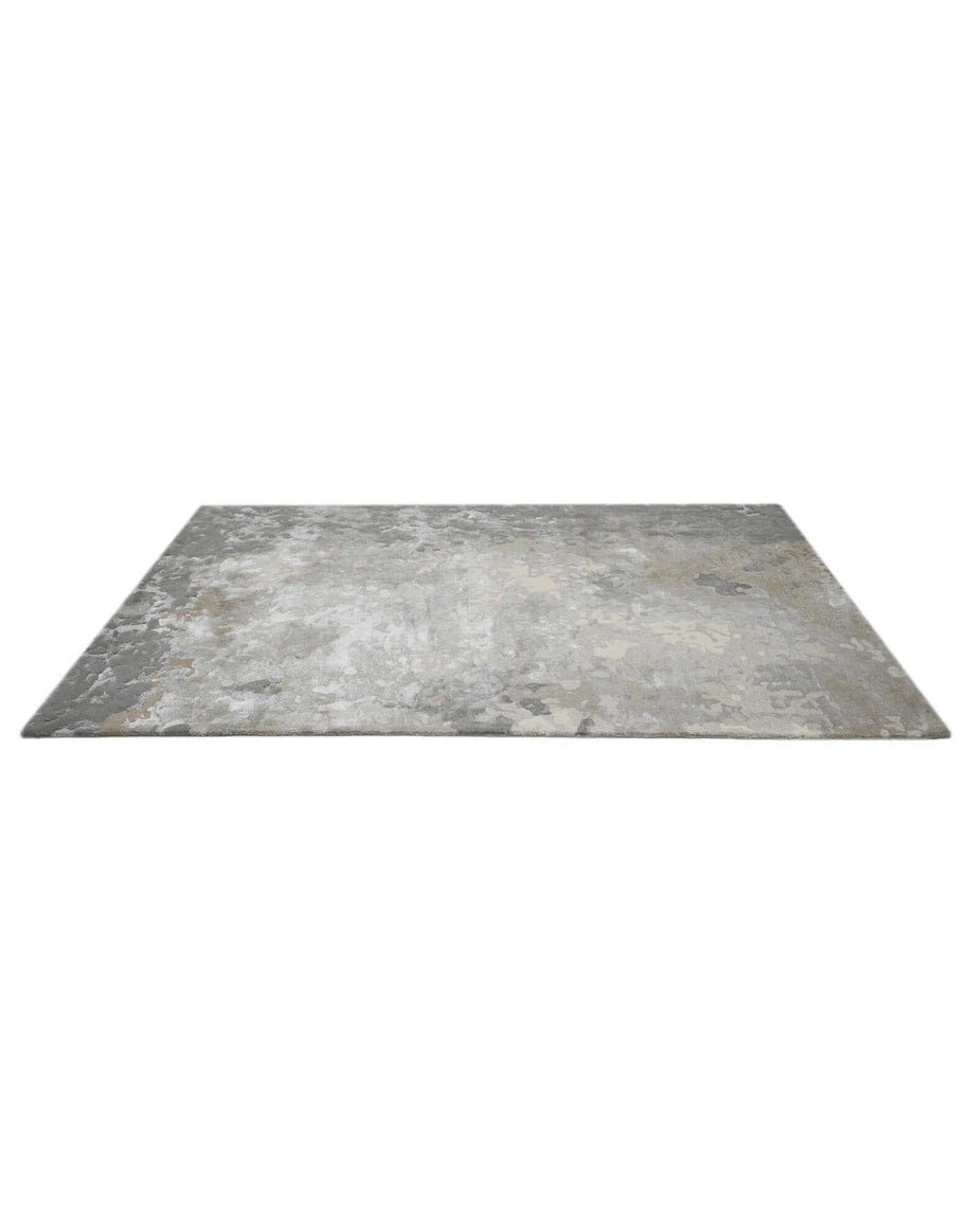 M I S T F A L L luxury handmade rug by Cherom in washed grey New Zealand wool.