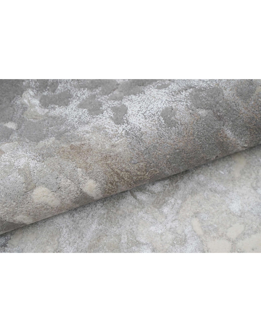 M I S T F A L L luxury handmade rug by Cherom in grey and cream New Zealand wool.
