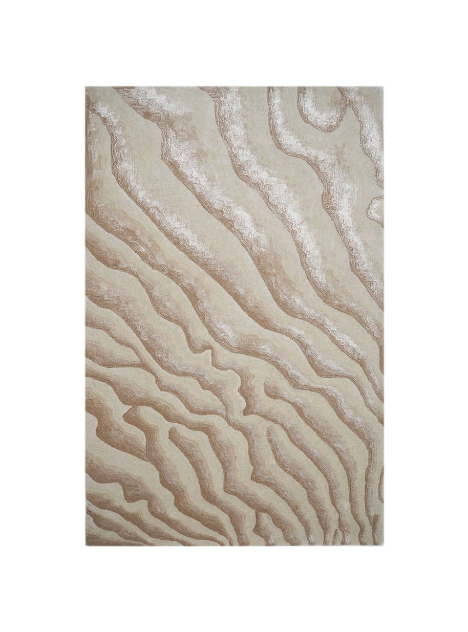 S A N D luxury handmade rug by Cherom in beige New Zealand wool, modern contemporary design.