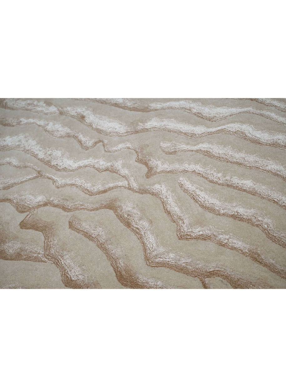 S A N D luxury handmade rug by Cherom, New Zealand wool, modern design in neutral tones.