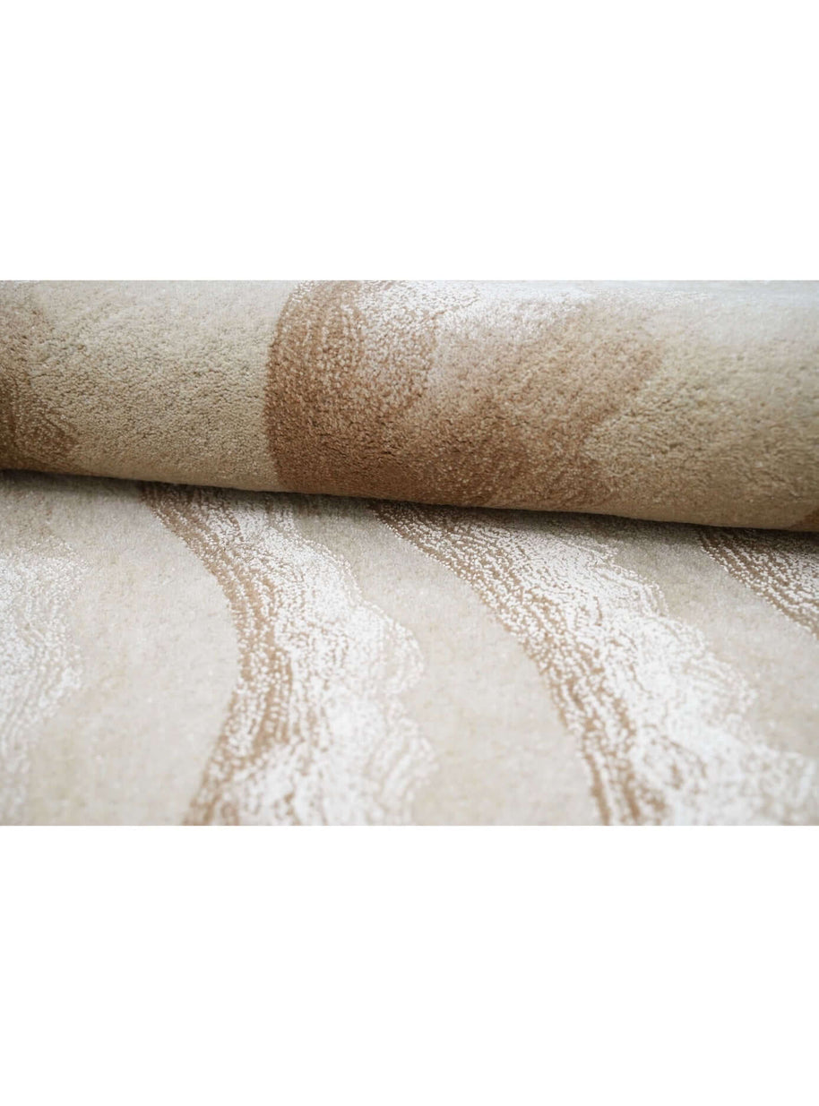 S A N D luxury handmade rug by Cherom, beige New Zealand wool, modern contemporary design.