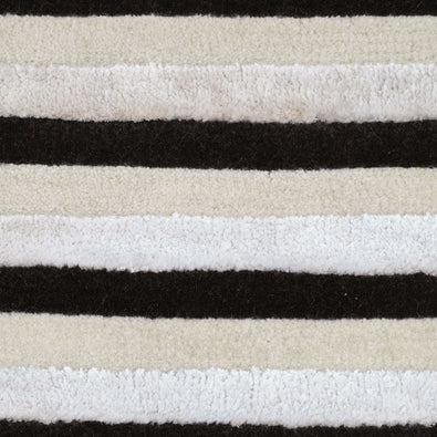 S T R I A L luxury handmade rug by Cherom, black and cream New Zealand wool, modern design.