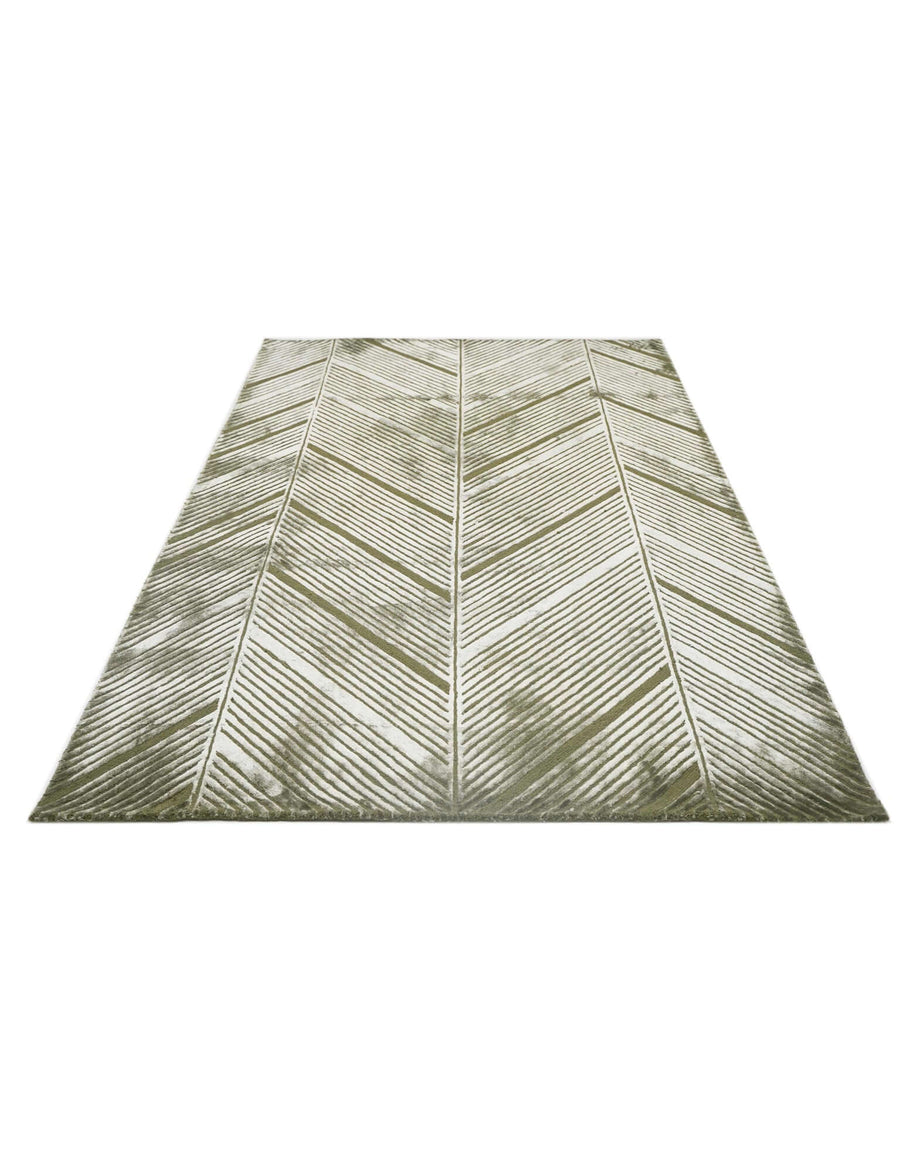 C O N T O U R - L I R A luxury handmade rug by Cherom in olive and sage New Zealand wool.