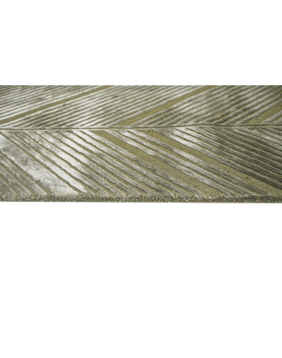 C O N T O U R - L I R A luxury handmade rug by Cherom, olive and sage New Zealand wool, modern design.
