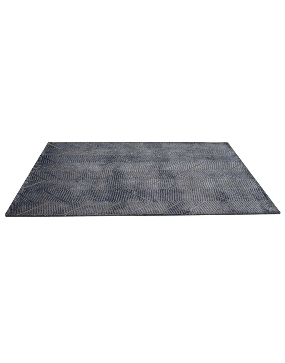 C O N T O U R - A E R O luxury handmade rug by Cherom in grey-blue New Zealand wool.