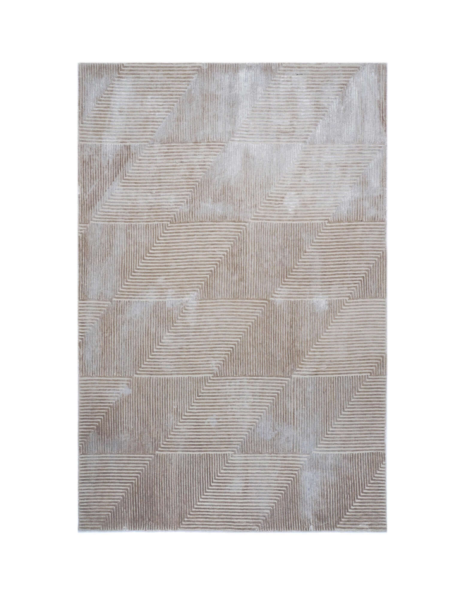 C O N T O U R - R A V E L L O luxury handmade rug by Cherom, light beige New Zealand wool, modern rug design.