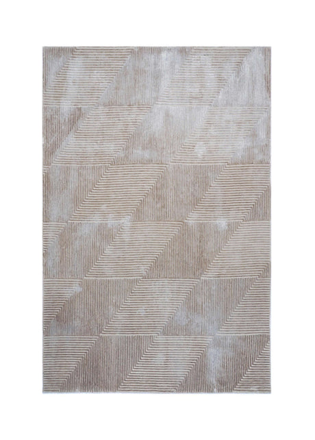 C O N T O U R - R A V E L L O luxury handmade rug by Cherom, light beige New Zealand wool, modern rug design.