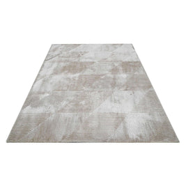 C O N T O U R - R A V E L L O luxury handmade rug by Cherom in light beige, New Zealand wool, modern design.