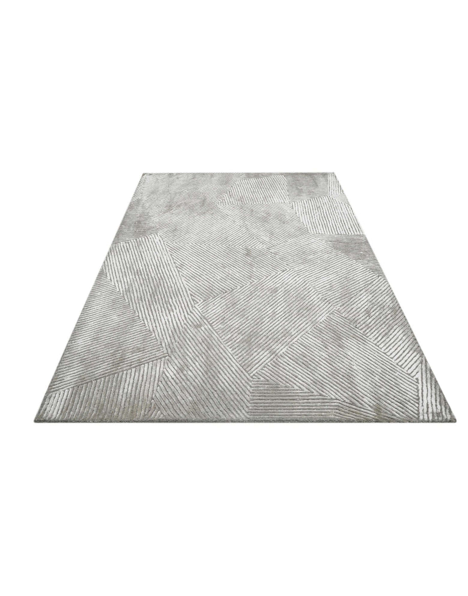 C O N T O U R - T E S S A R A luxury handmade rug by Cherom, New Zealand wool, soft grey, contemporary design.