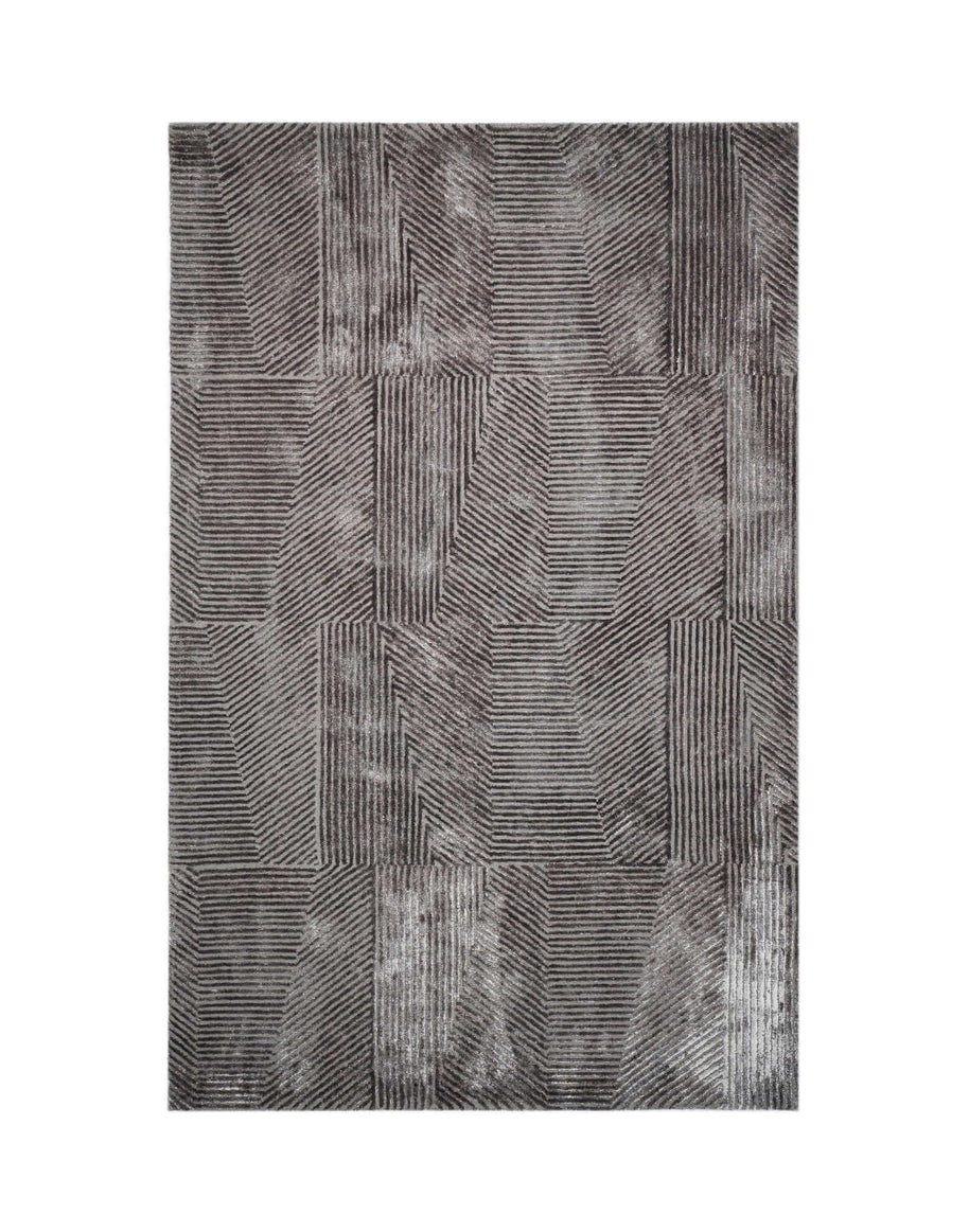 C O N T O U R - G R A P H I T E luxury handmade rug by Cherom, New Zealand wool, modern design in charcoal.