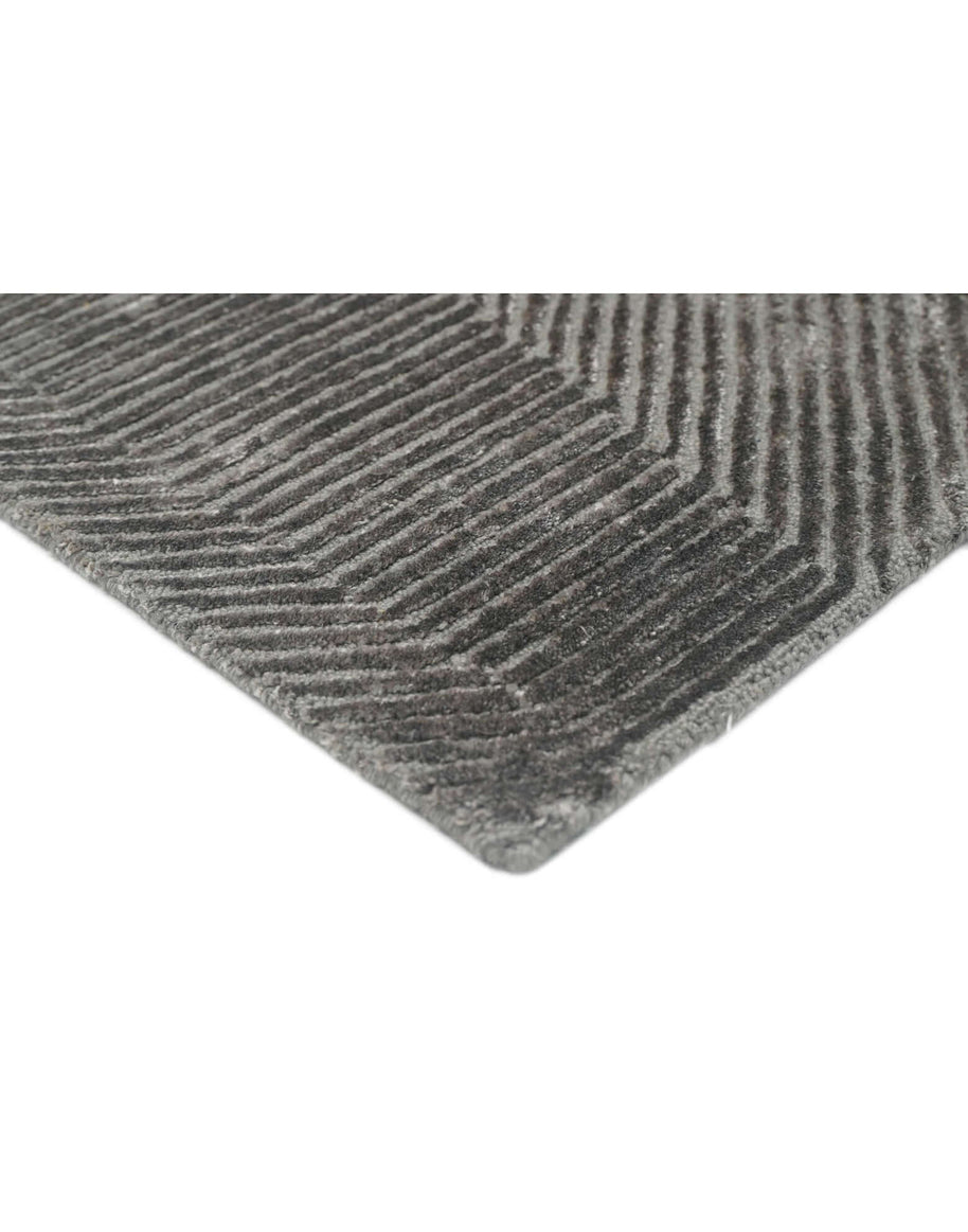 C O N T O U R - G R A P H I T E luxury handmade rug by Cherom, charcoal New Zealand wool, modern design.