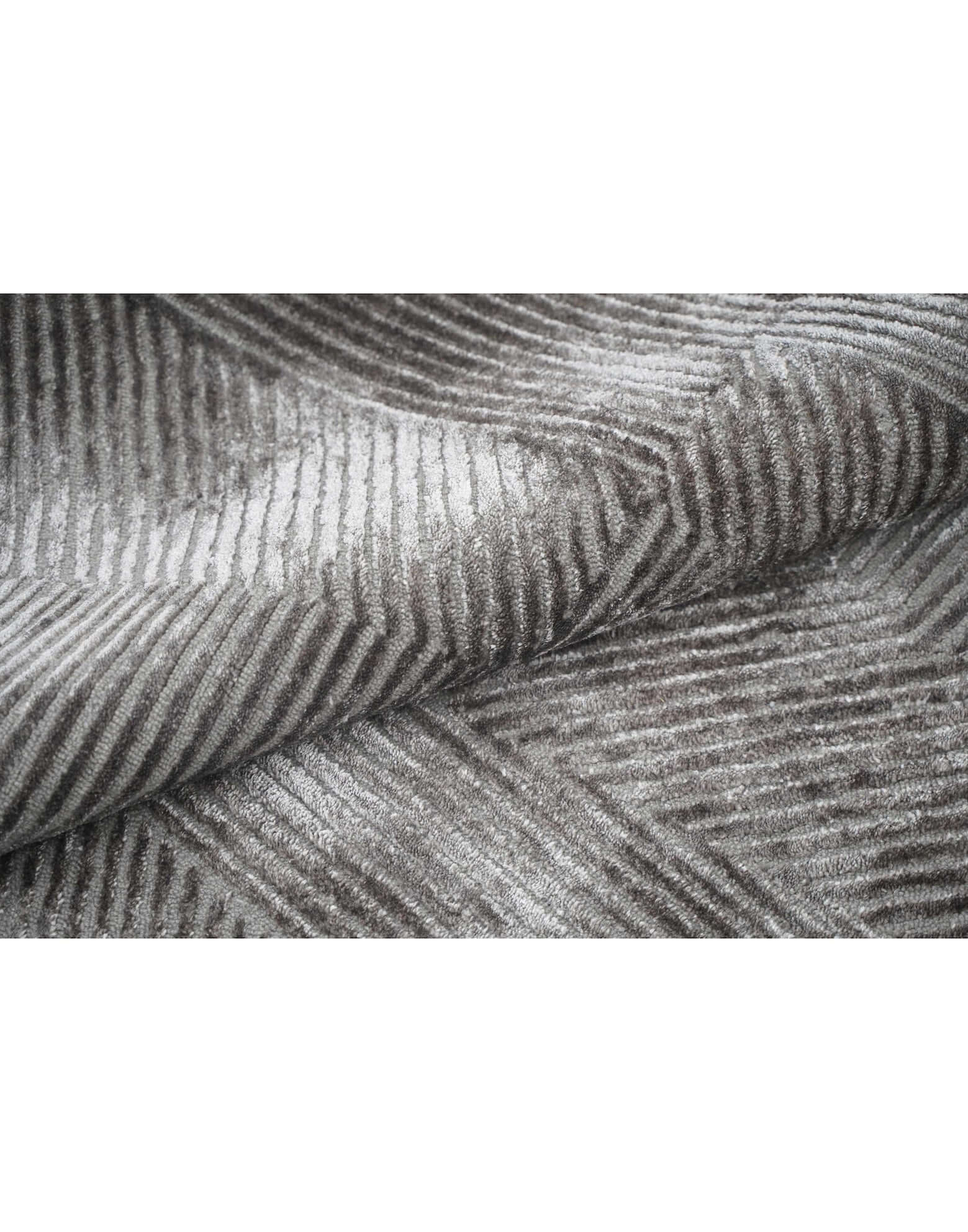C O N T O U R - G R A P H I T E luxury handmade rug by Cherom, charcoal New Zealand wool, modern textured design.