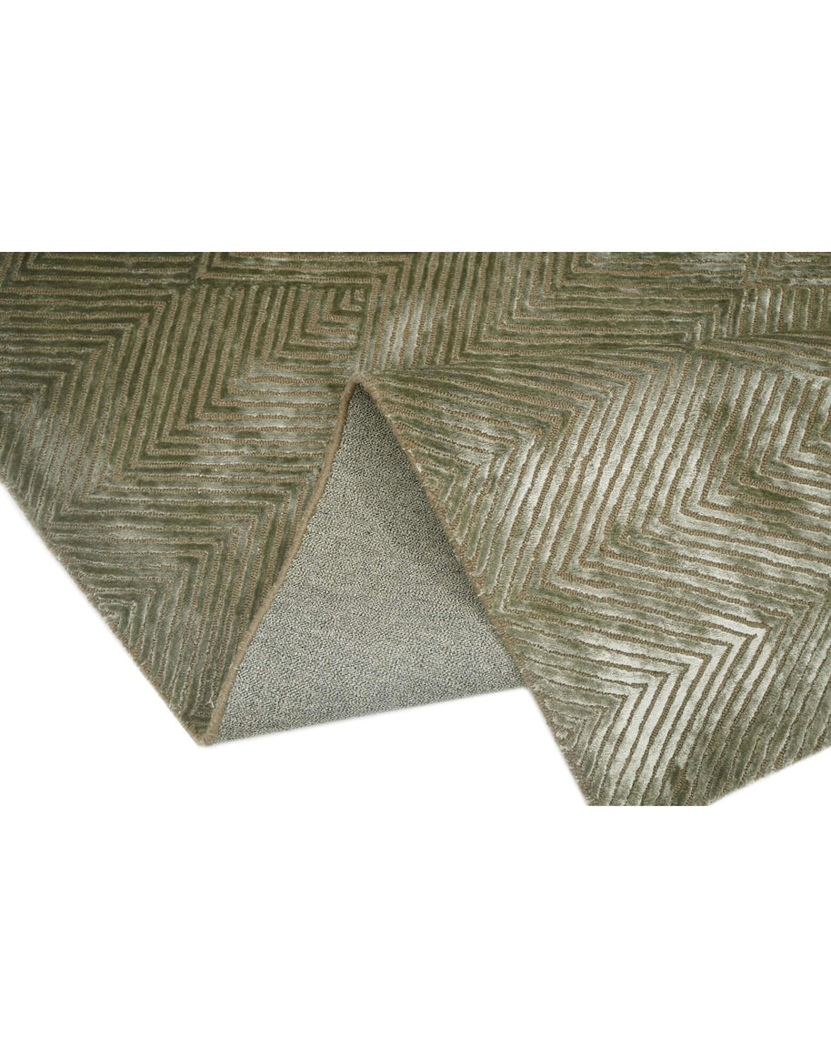 C O N T O U R - V I R E O luxury handmade rug by Cherom, New Zealand wool, green and beige, modern design.