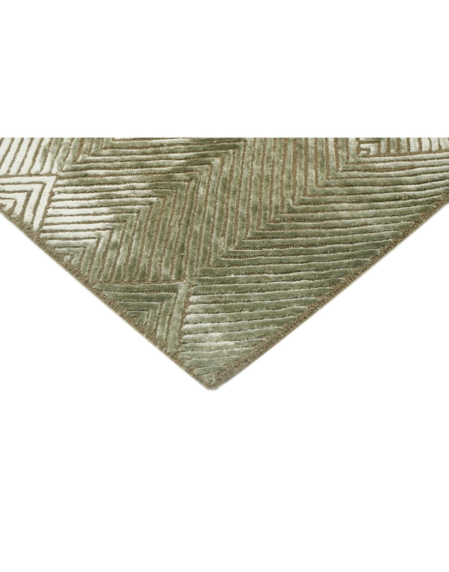 C O N T O U R - V I R E O luxury handmade rug by Cherom, New Zealand wool, green and beige, modern contemporary design.