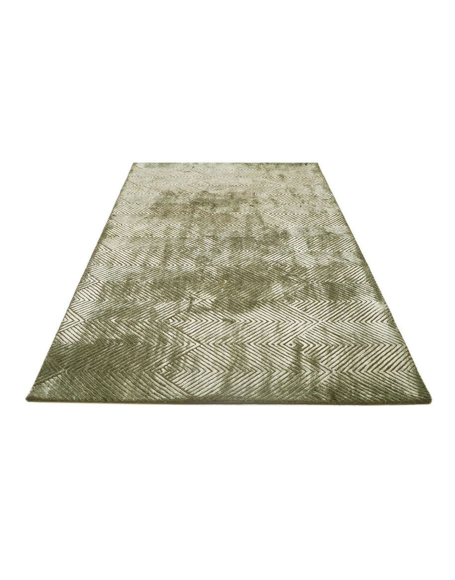 C O N T O U R - V I R E O luxury handmade rug by Cherom, muted green New Zealand wool, modern contemporary design.