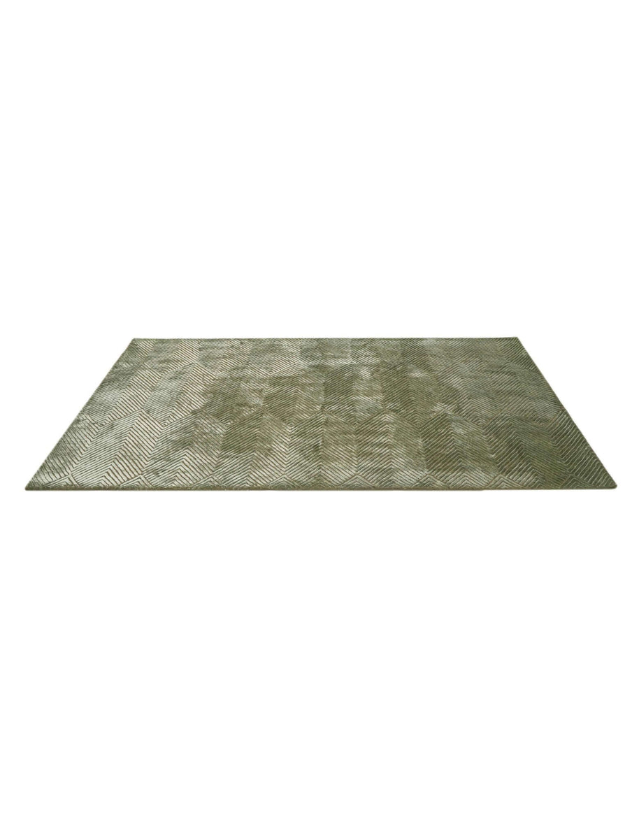 C O N T O U R - V I R E O luxury handmade rug by Cherom in muted green New Zealand wool