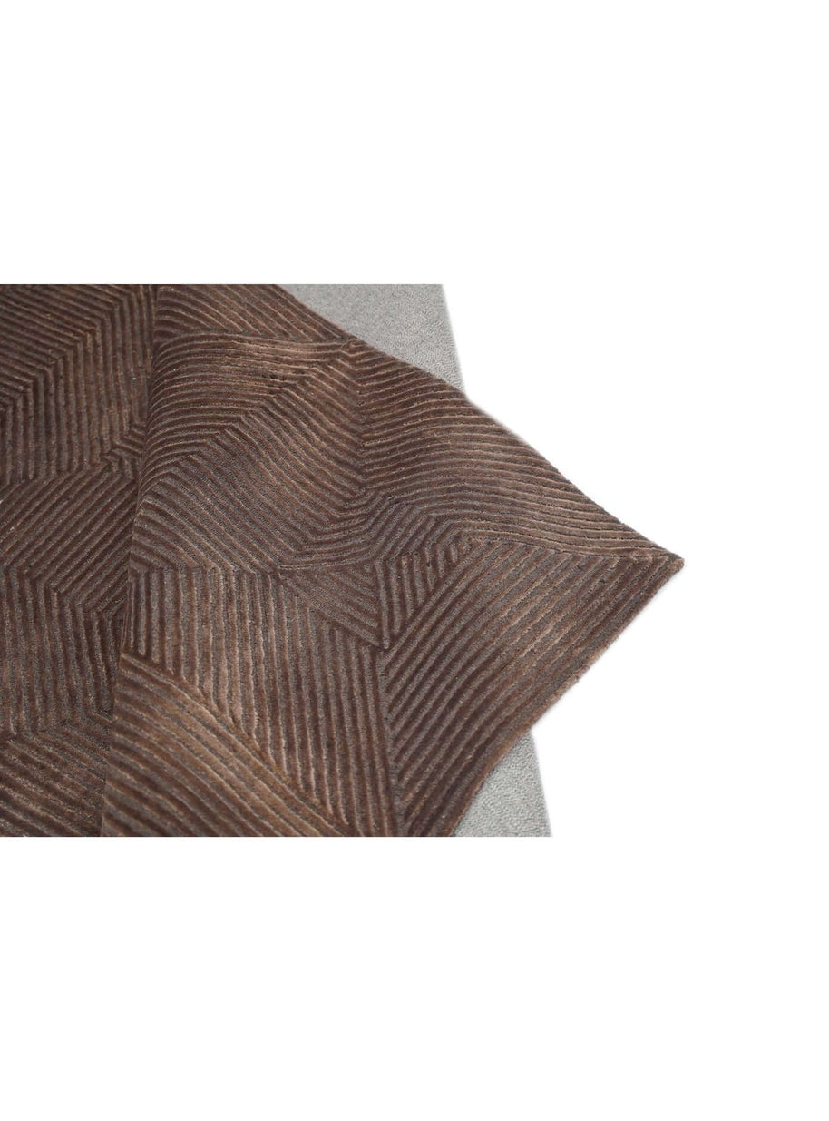 C O N T O U R - M O C H A luxury handmade rug by Cherom, deep chocolate New Zealand wool, contemporary design.