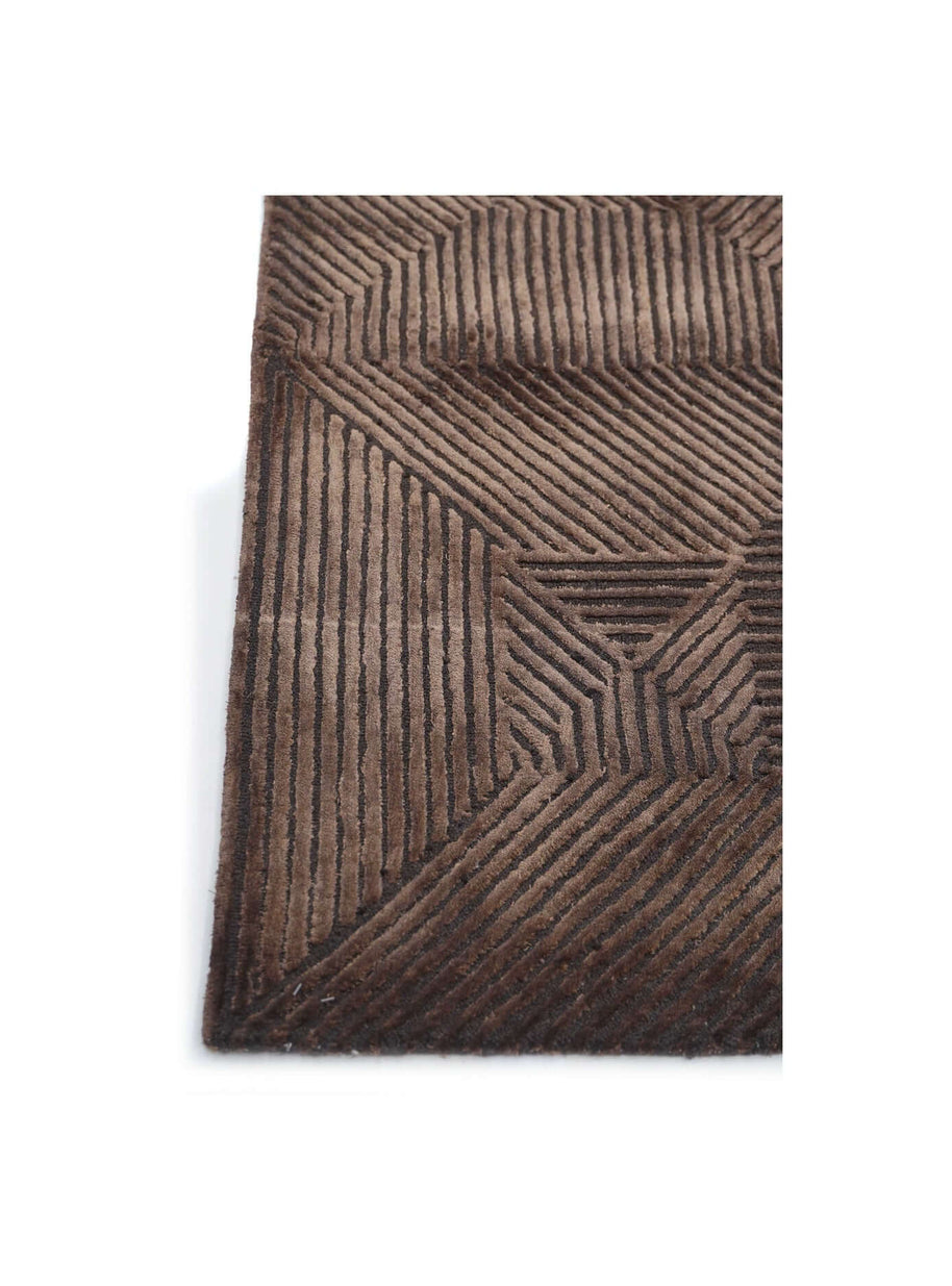 C O N T O U R - M O C H A luxury handmade rug by Cherom in rich chocolate New Zealand wool.