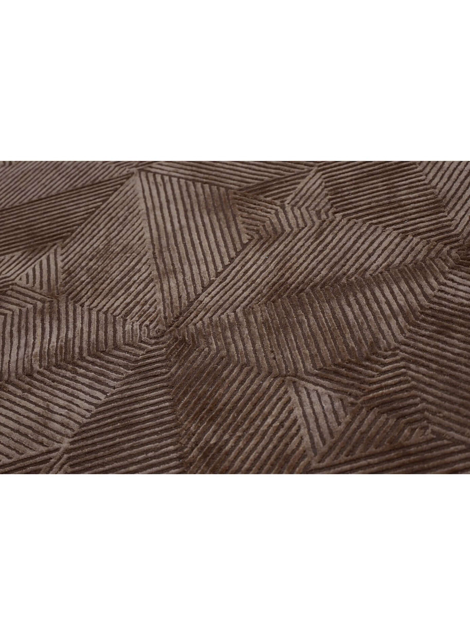 C O N T O U R - M O C H A luxury handmade rug by Cherom, deep chocolate color, New Zealand wool, contemporary design.