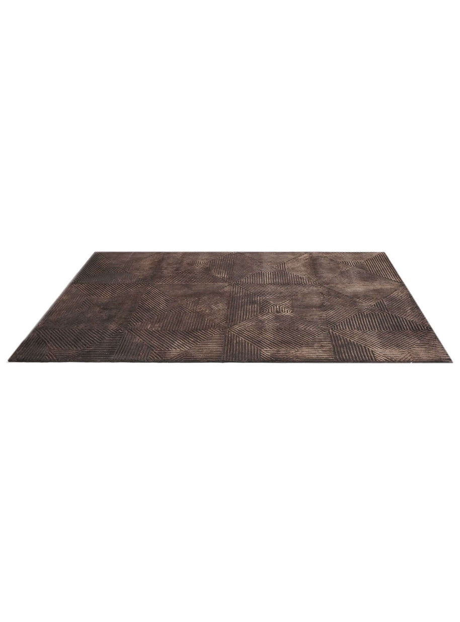 C O N T O U R - M O C H A luxury handmade rug by Cherom in deep chocolate New Zealand wool.